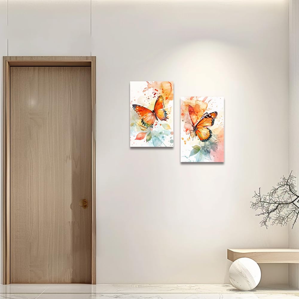 バタフライ　アート　2作品 Amazon.co.jp: ZQQART 2ピース バタフライウォールアート キャンバス